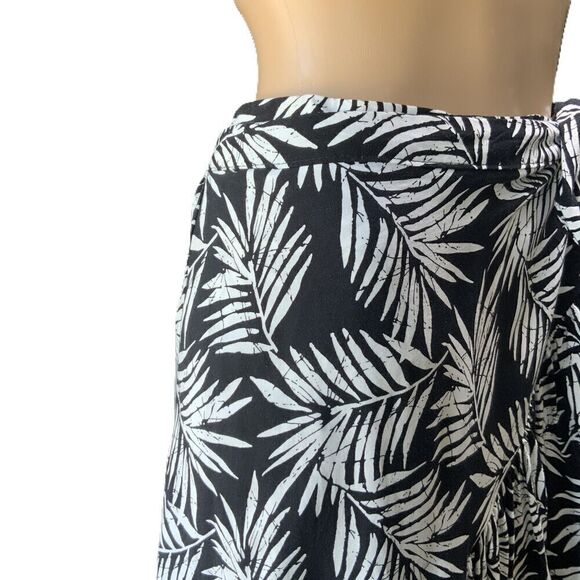 Cynthia Rowley Black White Tropical Palm Print Wrap Patterned Skirt Size Medium - Picture 5 of 13